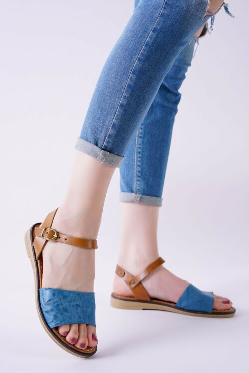 Edoria – Cardi Mavi Cilt Sandalet